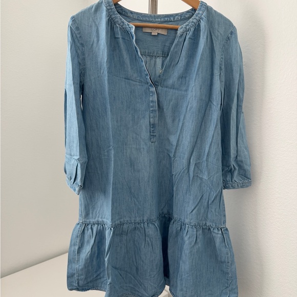 LOFT Tops - LOFT Light Blue Denim Tunic with Ruffle Hem